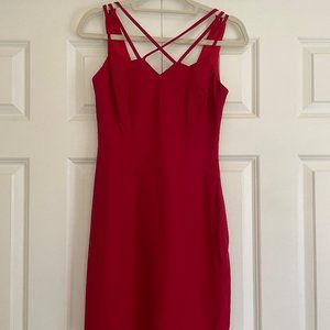 80's Vintage red mini dress w/ crossed neckline